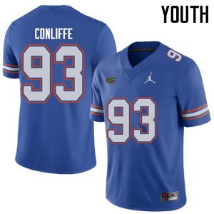 Youth Florida Gators #93 Elijah Conliffe NCAA Jordan Brand Royal Authentic Stitched College Football Jersey FOI8862SZ